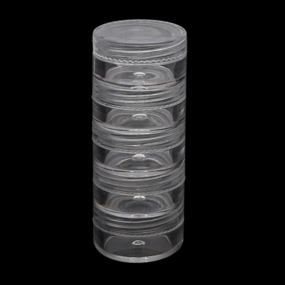 LICEWO 1 Set 5 Layer Cylinder Stackable Bead Containers Plastic Round Clear Storage Jar Box for Beads Buttons Crafts Small Item