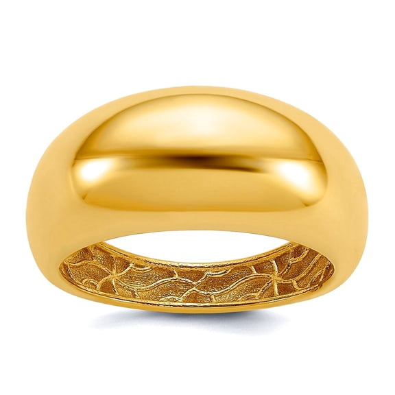 14k Solid Yellow Gold Polished Dome Ring 8.7mm Wide Ring for Women - 3.5 Grams