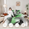 thumbnail image 3 of Manfei Green Black and Gray Twin Comforter Sets, Modern Abstract Artwork, Black Reversible 2 Pieces, 1 Comforter and 1 Pillowcase, 3 of 6