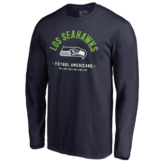 Men's College Navy Seattle Seahawks Futbol Americano Long Sleeve T-Shirt