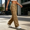 thumbnail image 4 of Levmjia Women Plus Size Cargo Pants Loose Straight Leg Casual Solid Color Comfortable Elastic Waist With Pockets For Home Daily Outdoor Workwear, 4 of 6