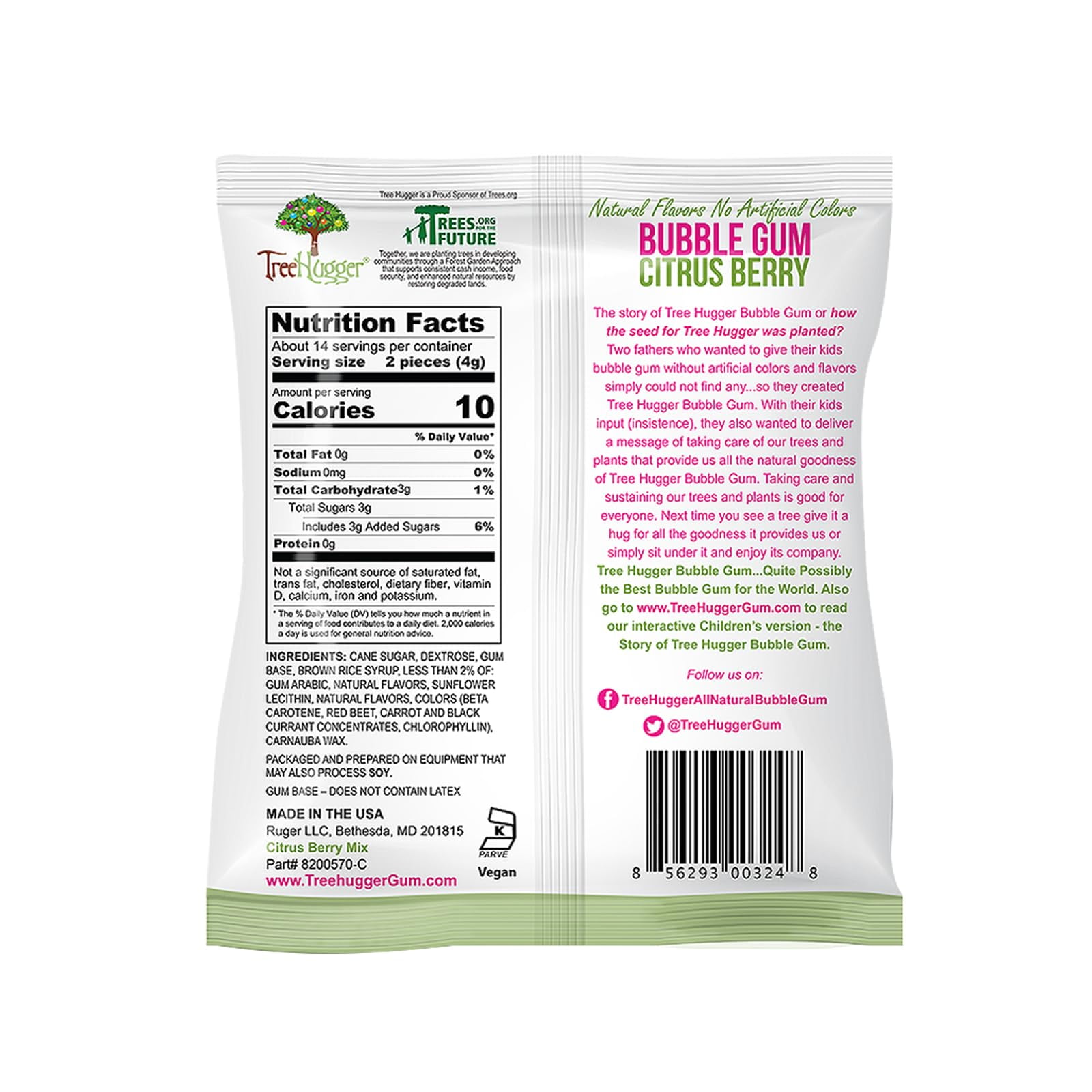 Tree Hugger Bubble Gum - Variety Pack - 2 Oz (4 bags)