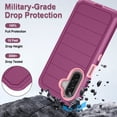 thumbnail image 4 of Petocase For Samsung Galaxy A17 Case/Galaxy A26 Case,Striped Shockproof Dust/Drop Proof 3-Layer Protective Heavy Duty Durable Rugged Hybrid Hard Case for Galaxy A17/A26 5G,Striped-Purple Pink, 4 of 7