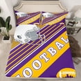 thumbnail image 2 of Feelyou Athlete Helmet Kids Queen Sheet Sets, Est Sleep Football Flat Sheet, Modern Soccer Sports Player Queen Fitted Sheet, Purple Gold Lightweight Room Decor, 4-Piece, 2 of 7