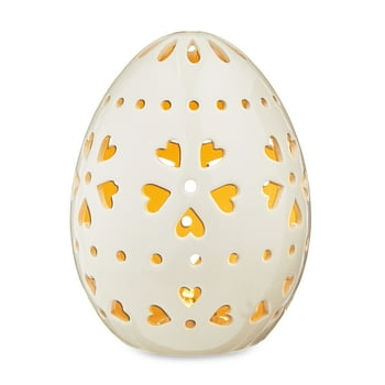 Easter White Ceramic Egg LED Decor, 6 in, by Way To Celebrate