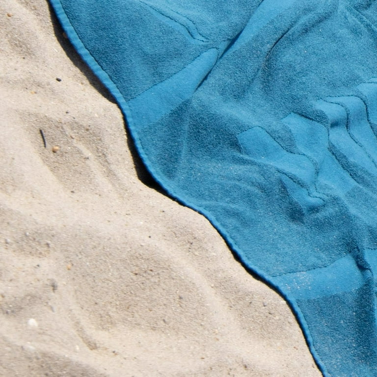MOSOBAM Bamboo-Turkish Cotton Beach Towel 35X70, Set of 4, Navy Blue 