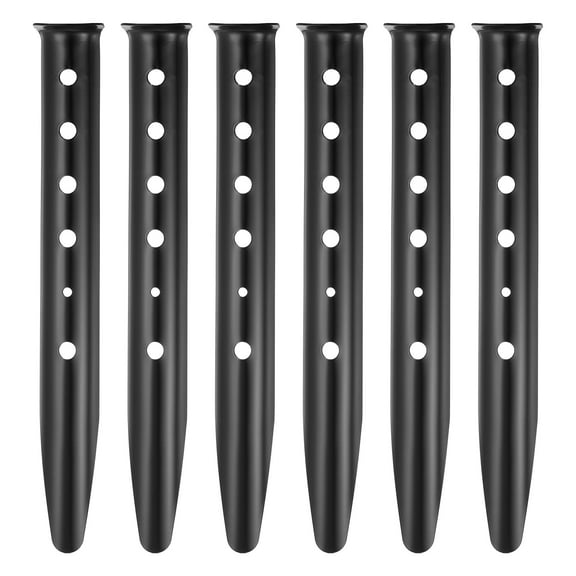 Uxcell Aluminum Tent Stakes Metal Camping Ground Pegs Camping Accessories Sand Stakes with 6 Holes Black 6 Pack