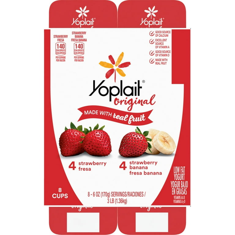 Yoplait Original Low Fat Yogurt Variety Pack, 8 Yogurt Cups, Made