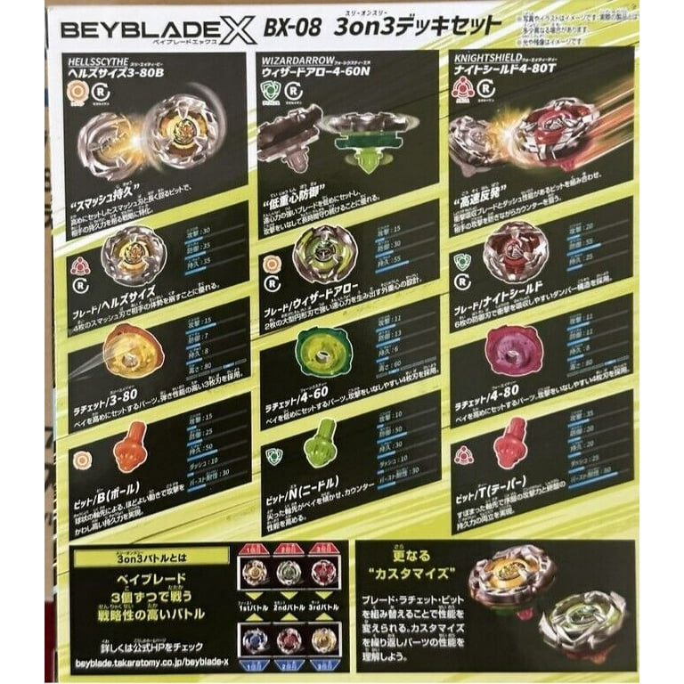 Takara Tomy Beyblade X 3on3 Deck Set BX-08, Includes 3 Beyblades