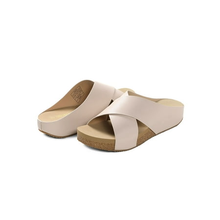 

Women‘s Slide Sandals Slip on Open Toe Cute Platform Criss Cross Flat Sandals for Summer Women‘s Footwear