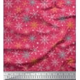 thumbnail image 1 of Soimoi Pink Heavy Canvas Fabric Snow Flakes Floral Printed Fabric 1 Yard 58 Inch Wide, 1 of 3