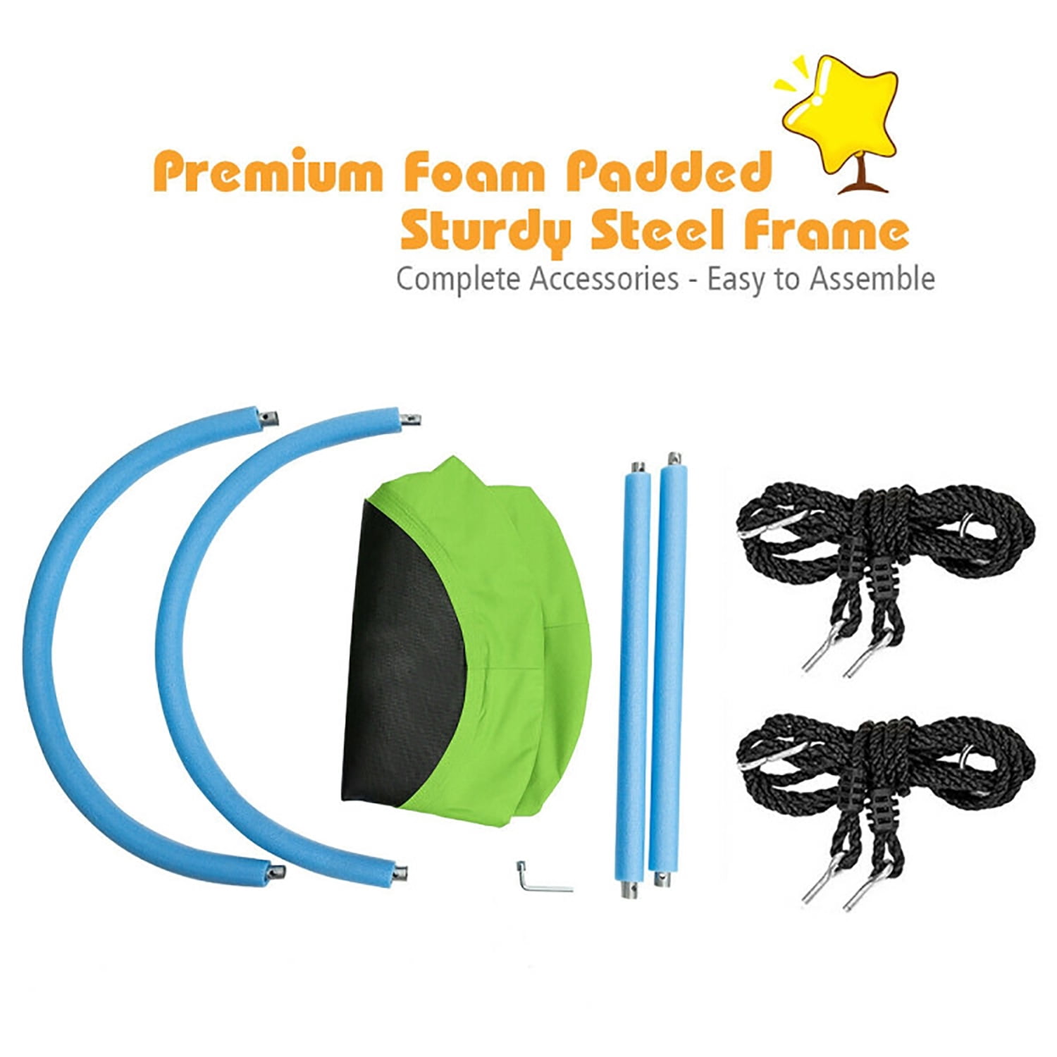 CIPACHO 60" Saucer Surf Outdoor Adjustable Kids Swing Set, Kids Playground for Backyard, Green