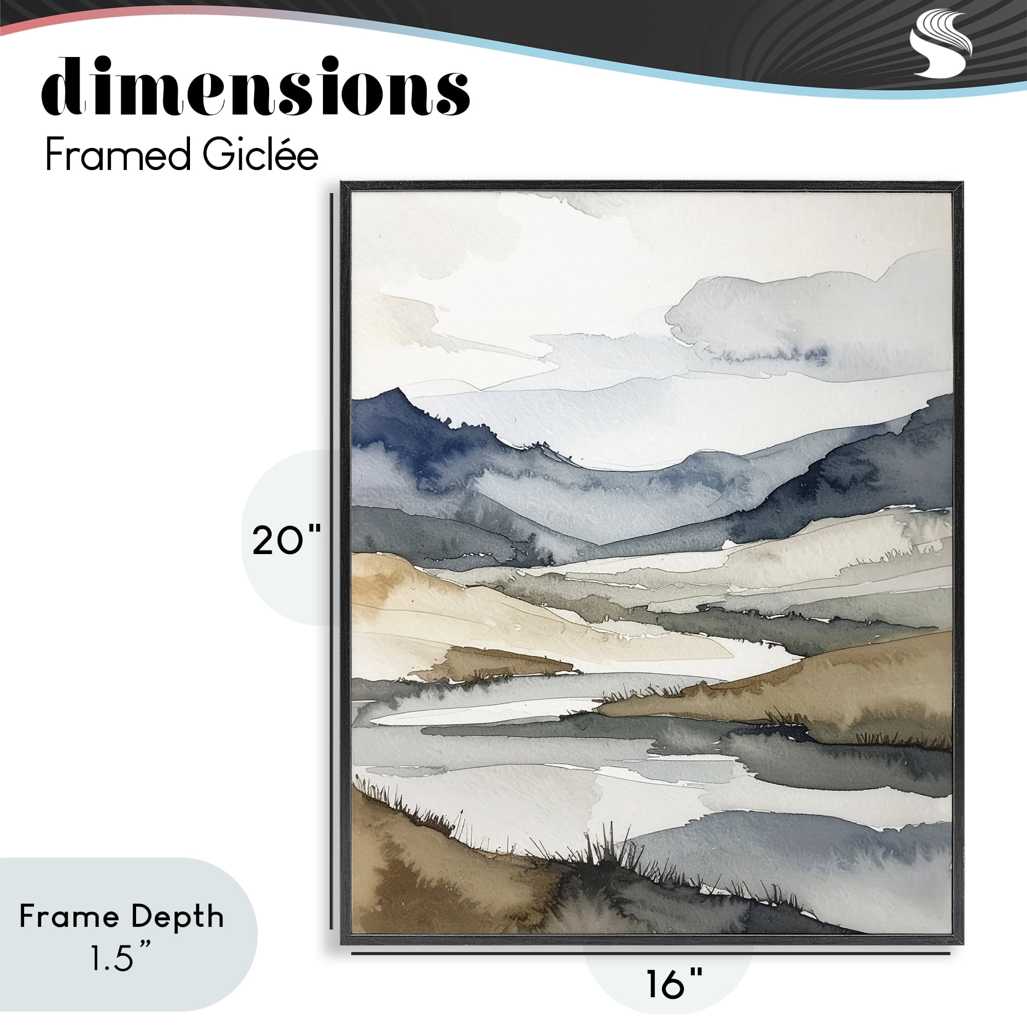 Stupell Industries Flow Of Water River Black Framed Giclee Art, design by Alonza Saunders