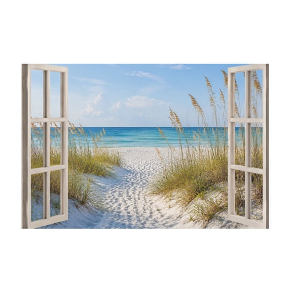 Modern Tropical Coastal Landscape Canvas Wall Art Blue Ocean Sea Scene for Bedroom or Living Room 12*18in