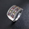 thumbnail image 5 of Luxury Oval Cut Multi-Color Cz Band 925 Silver Women's Engagement Ring Size 6-10, 5 of 8