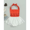 thumbnail image 5 of FEORJGP Toddler Baby Girls Summer Clothes Infant Sleeveless Camisole Romper Tie-up Halterneck Jumpsuit Lace Tulle Patchwork Bodysuit Dress Cute Clothes for Casual Daily, 5 of 9