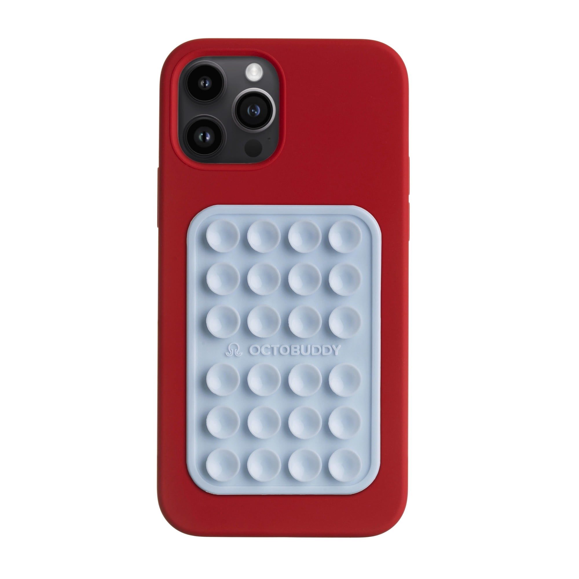 OCTOBUDDY || Silicone Suction Phone Case Adhesive Mount - Hands-Free, Strong Grip Holder for Selfies & Videos - Durable, Easy to Use - iPhone & Android Compatible - 2.25″ x 3.25″, Baby Blue