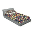 thumbnail image 2 of Ambesonne Retro Fitted Sheet & Pillow Sham Set, Pastel Circles Squares, Twinxl, Multicolor, 2 of 2