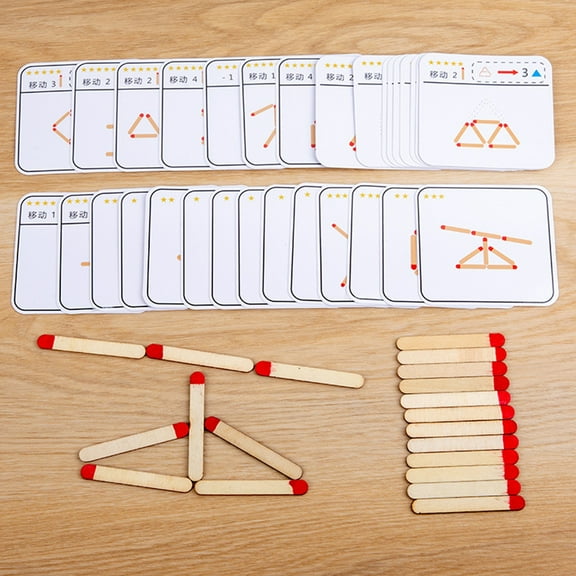 Matchstick Puzzle Game under $5! CQCYD Matchstick Puzzle Game, Logic Brain Teaser, 30 Challenge Cards, Wooden EducationalToys, Pattern Recognition Game,KidsSTEM LearningToys