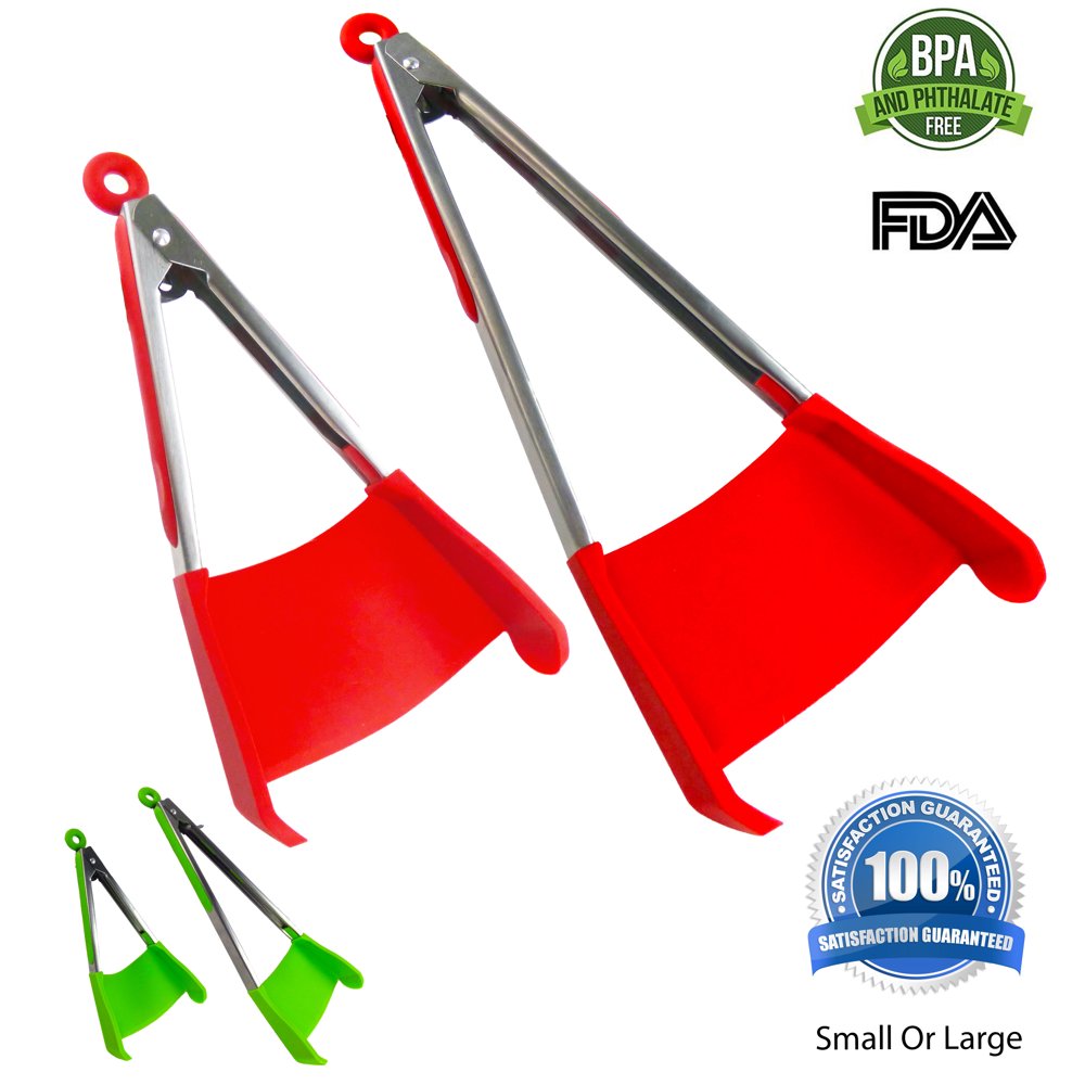 Spatula & Tongs 2in1 Combo Nonstick Heat Resistant with Locking Clip