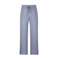 thumbnail image 3 of zejinsd Cotton Linen Pants Men Wide Leg Pants Casual Loose Fit Elastic Drawstring Waist Comfortable Blended Trousers, 3 of 7