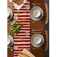 thumbnail image 2 of Red Santa Christmas Burlap-Cotton Table Runner 60 Inches Long,Xmas Snowflake Red Striped Farmhouse Table Runners,Outdoor Dining Tablecloths Decor for Baby Shower Party Wedding 13x60, 2 of 9