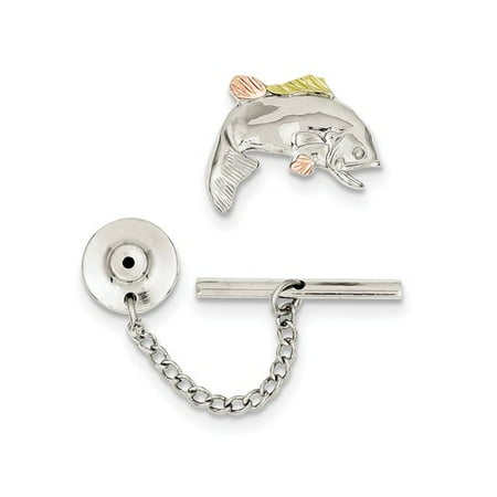 Sterling Silver 12K Fish Pin/Tie Tac