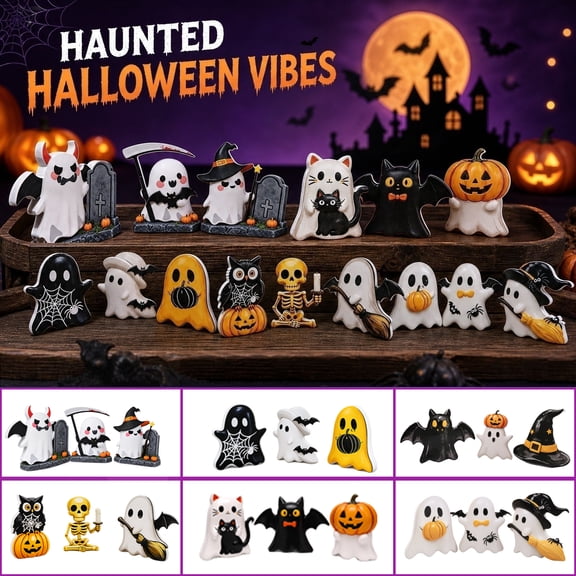 THOPBPRK Halloween Decorations Outdoor, 3-Piece Spooky Ghost & Tombstone Statues for Yard, Lawn Graveyard Scene, Haunted House Props & Indoor Party Decor, 1PackA