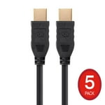 Monoprice HDMI Cable - 5 Feet - Black (5 Pack) No Logo, High Speed, 4K@60Hz, HDR, 18Gbps, YCbCr 4:4:4, 32AWG, CL2, Compatible with UHD TV and More - Commercial Series