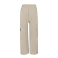 thumbnail image 4 of Clearance under 10$ Sevevn Women's Work Pants Mid Rise Relaxed Straight Leg Cargo Casual Trousers With Multi Pockets Rollbacks Beige M, 4 of 5