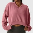 thumbnail image 4 of aidice Cropped Sweatshirts for Women V Neck Long Sleeve Hoodless Loose Drop Shoulder Athletic Pullover Tops, 4 of 8