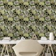 thumbnail image 2 of Ambesonne Skull Peel & Stick Wallpaper for Home, Greenish Head Bones and Roses, 13"x36", Coconut and Pale Sage Green, 2 of 5