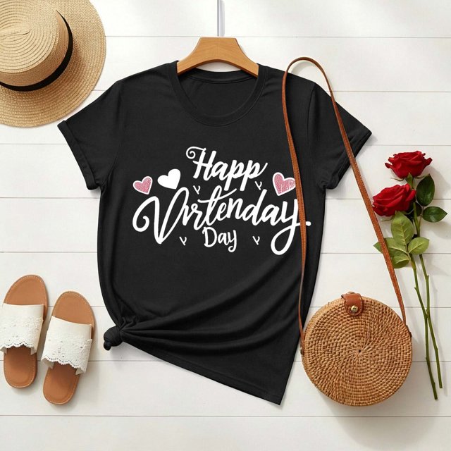 Nuoqisi T-Shirt à Manches Courtes et Col Rond Imprimé pour la Saint-Valentin pour Femmes, Haut à Motif Mignon pour Tenues Décontractées, T-Shirt Mode pour Dames