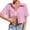 Pink, variant on VSSSJ Womens Striped Cropped Shirt Top Summer Short Sleeve Button Down Loose Fit Open Back Lace Up Bow Tie Casual Crop Tops Blouse Pink XL
