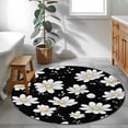 thumbnail image 4 of White Daisy Floral Round Area Rug 4 FT, Non Slip Indoor Outdoor Rug, Spring Summer Flowers Black Washable Soft Circular Carpet Non-Shedding Floor Mat for Coffee Table Nursery Foyer Balcony, 4 of 7