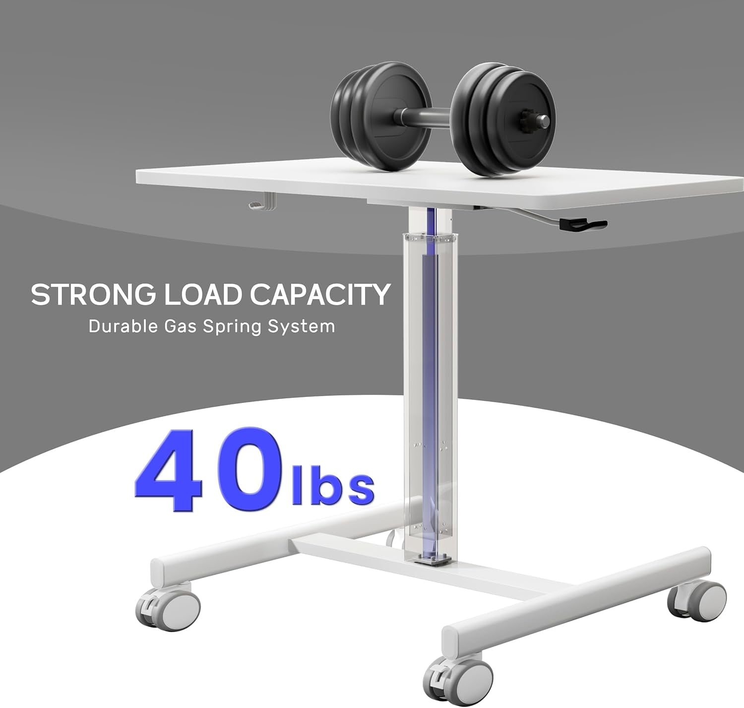 JessieMal Mobile Laptop Standing Desk Adjustable Height, Small Mobile Desk Workstation with Wheels, Portable Rolling Computer Desk Cart for Home Office Classroom (White)