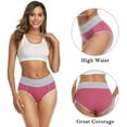 thumbnail image 2 of YAZI Women's Cotton Underwear High Waist Stretch Briefs Soft Underpants Ladies Full Coverage Panties 5 Pack, 2 of 10