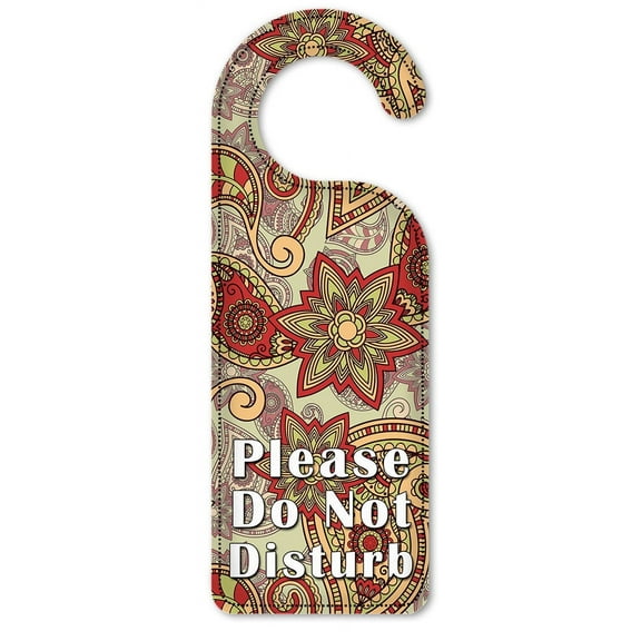 Do Not Disturb Door Knob Hanger Sign - Red Paisley