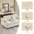 thumbnail image 5 of Noodeniya 57" 3 In 1 Convertible Sleeper Couch Bed with two cup holders, pull out sofa bed with USB and Side Pocket, Beige, 5 of 15