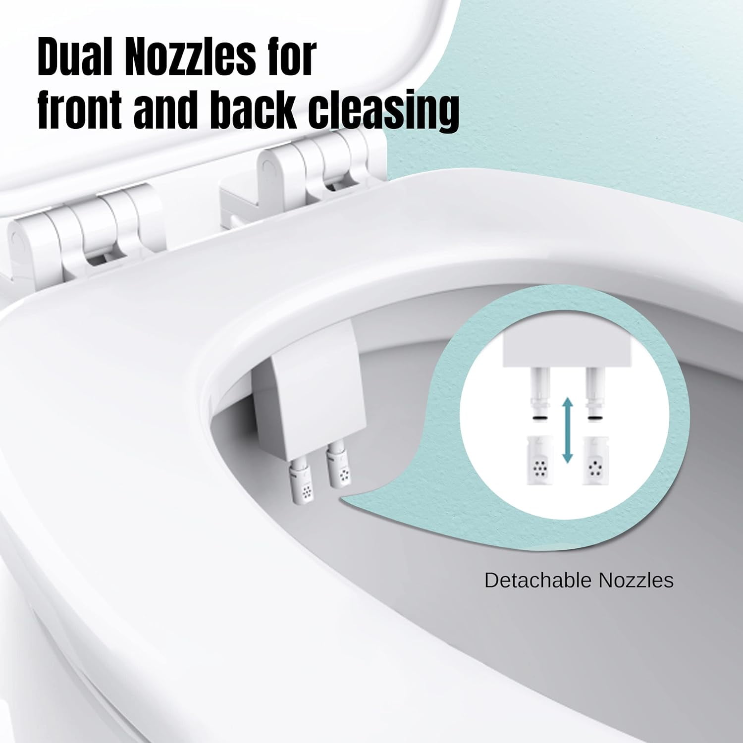 ADDOT Ultra-Slim Bidet Attachment for toilet - Easy Left/Right Hand, 3 Color Knob Installation(Silver, White, Black), Dual Nozzle (Feminine/Posterior Wash), Adjustable Water Pressure, Non-Electric