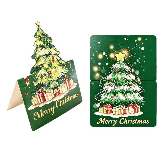 HOARBOEG Boxed Christmas Cards Set 20 Folded Gold Foil Bells Trees Gingerbread Men Holiday Greeting Assortment for Family Friends