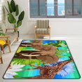thumbnail image 3 of SKYSONIC Area Rug Jungle Elephants Giraffes and Exotic Flowers Nursery Rug Floor Mat Kids Playing Mat for Living Room Bedroom, 72x48 in, 3 of 6