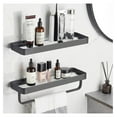 thumbnail image 3 of Bathroom Shelves Wall Mounted Glass Shelves for Bathroom Floating Shelf with Towel Holder Glass Shower Shelf 2 Tier Bathroom Wall Organizer, 3 of 7