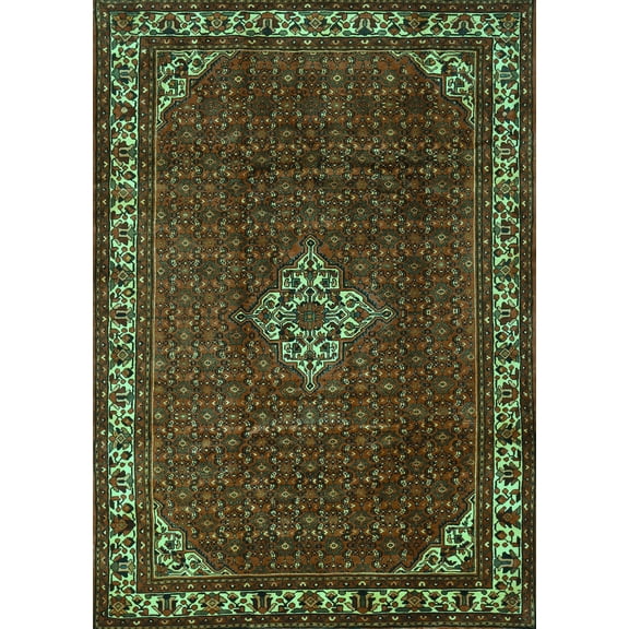 Ahgly Company Machine Washable Indoor Rectangle Persian Turquoise Blue Traditional Area Rugs, 5' x 7'