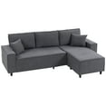 thumbnail image 1 of HOMCOM Causeuse Sectionnelle, Canapé d'Angle en Tissu Velours Côtelé, Gris Anthracite, 1 of 10