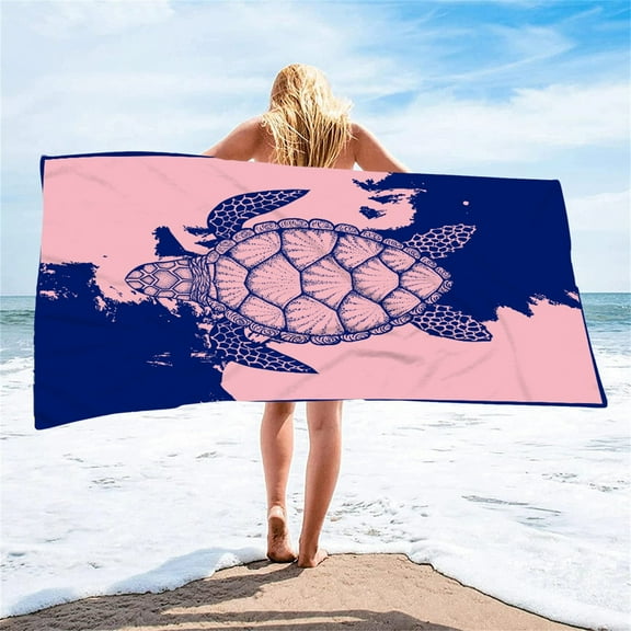 SDJMa Microfiber Beach Towel, Oversized Pool Turtle Printed Towel 59.05”x 27.55”, Sand-Free Beach Towel, Quick Drying Camping Towel, Super Absorbent Bath Blanket, Breathable and Lightweight