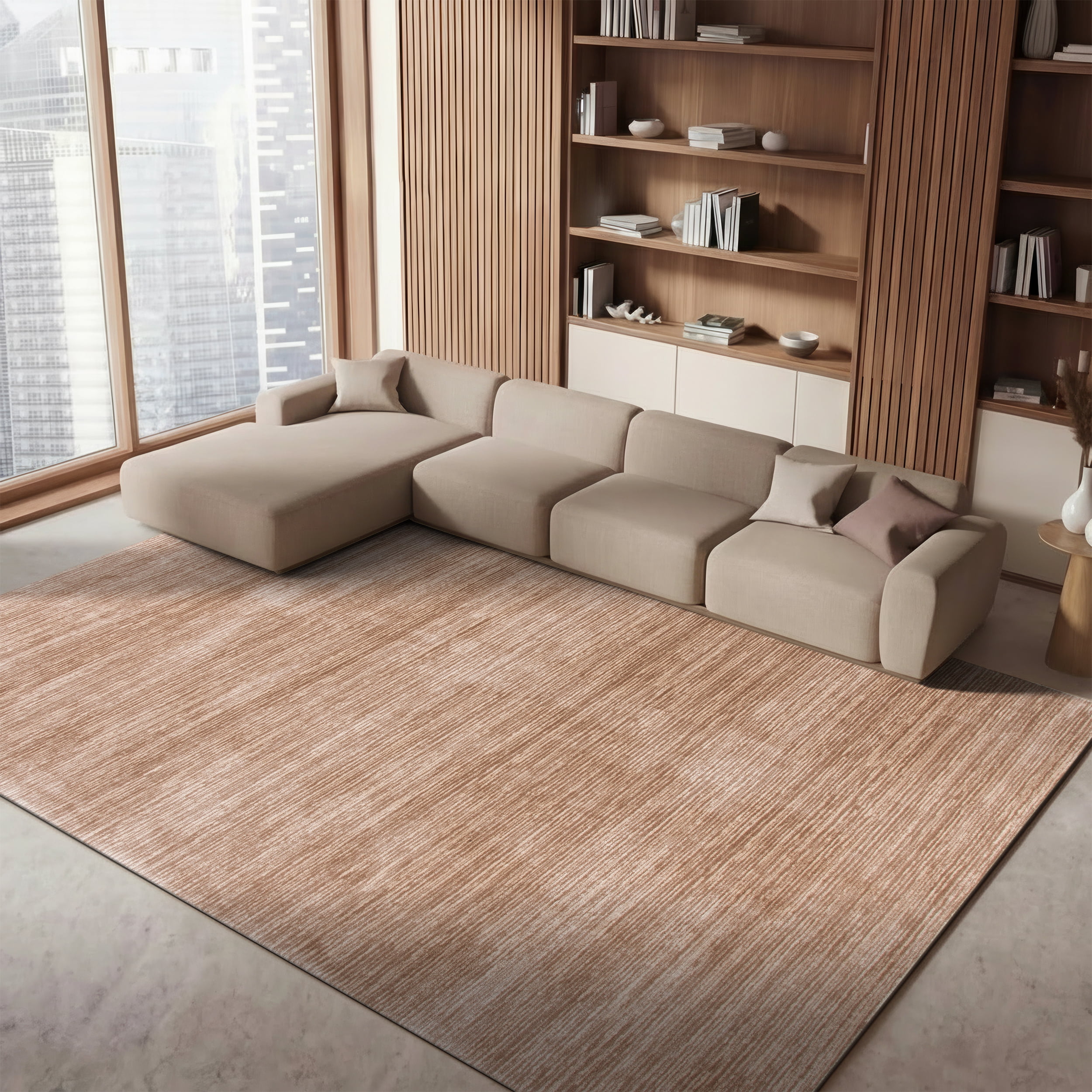 SAFAVIEH Vision Adrasteia Overdyed Solid Area Rug, 10' x 10' Square, Light Brown - Large - Modern Design, Light Brown, Non-Shedding & Easy Cleaning, Ideal for Living Room, Bedroom, Dining Space