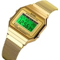 thumbnail image 2 of Classic Women's Digital Multifunction Sports Watch Stainless Steel Band Square Waterproof Electronic Led Watch, 2 of 6