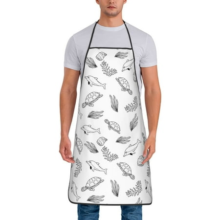 

Matuu Sea Turtle for Cooking Apron for Men and Women Adjustable Strap and Waist Ties for Baking Cooking Gardening