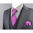 thumbnail image 5 of Mens Tie Luxury Neckties Fuschia Solid Extra Long Size 63" with Pocket Square, 5 of 5